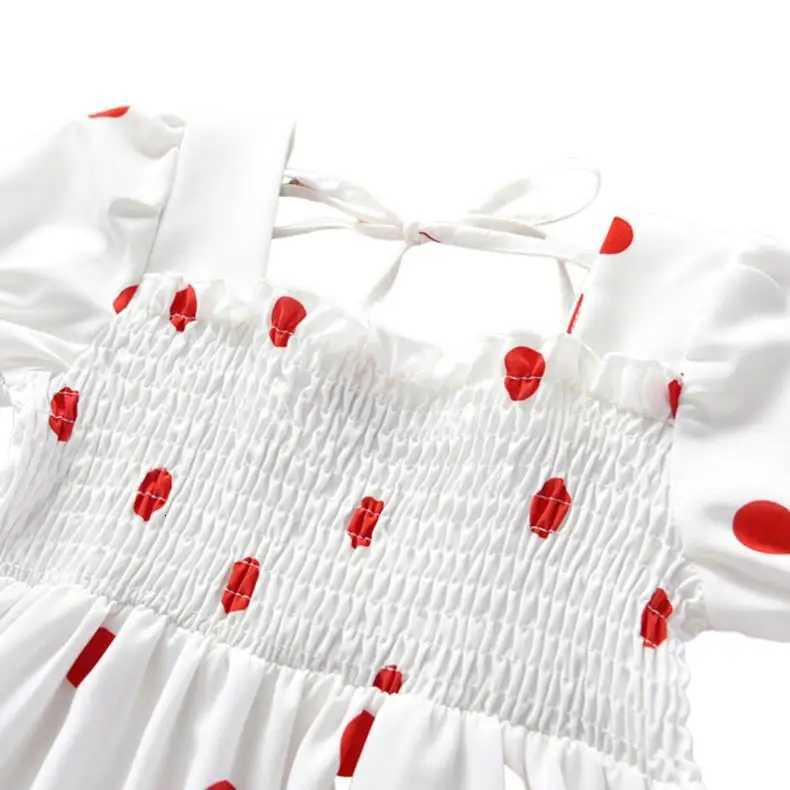 3-7Y Kids Girls Fashion Short Sleeve Polka Dot Dress Stylish Princess Party Dresses Children Baby Girls SundressT260330