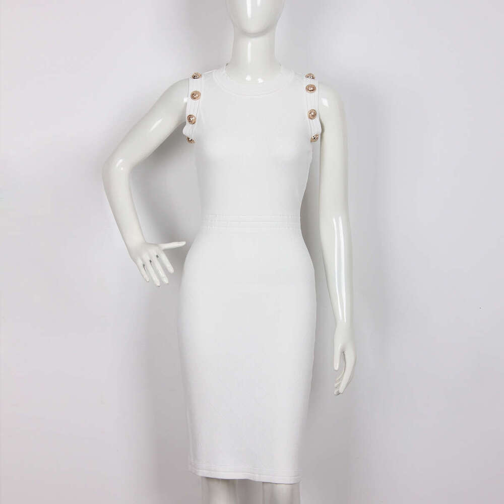 Spring and summer D7 new designer sleeveless button elastic knitted medium length slim fit multifunctional outerwear