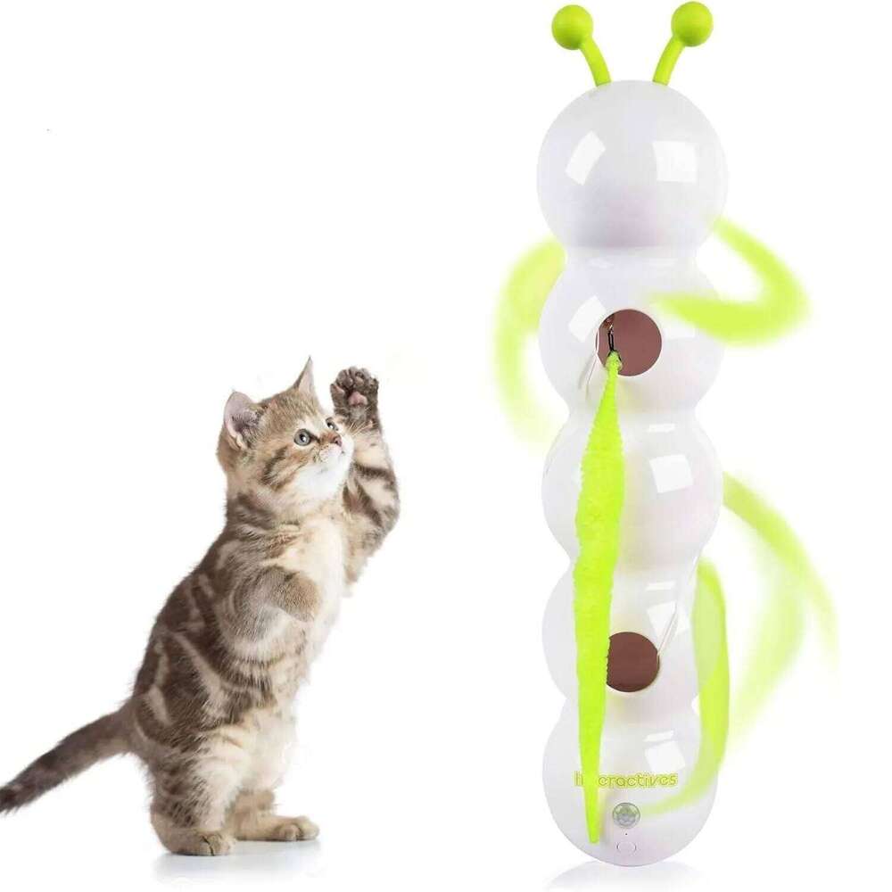 Interactive Intelligent Motion Activated Wack A Worm Post With Tail Automatic Emerging from The Hole Teasing Cat Toy