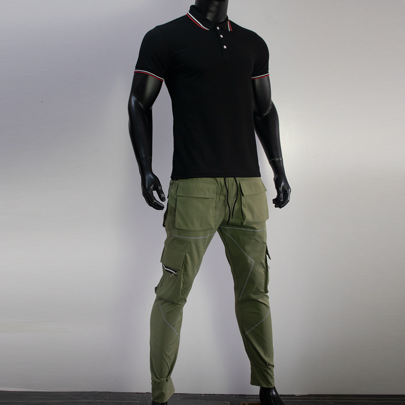 Men's polo shirt top, work pants, short-sleeve, turn-down collar, cross-border e-commerce sports casual suit, cotton, summer trendy style