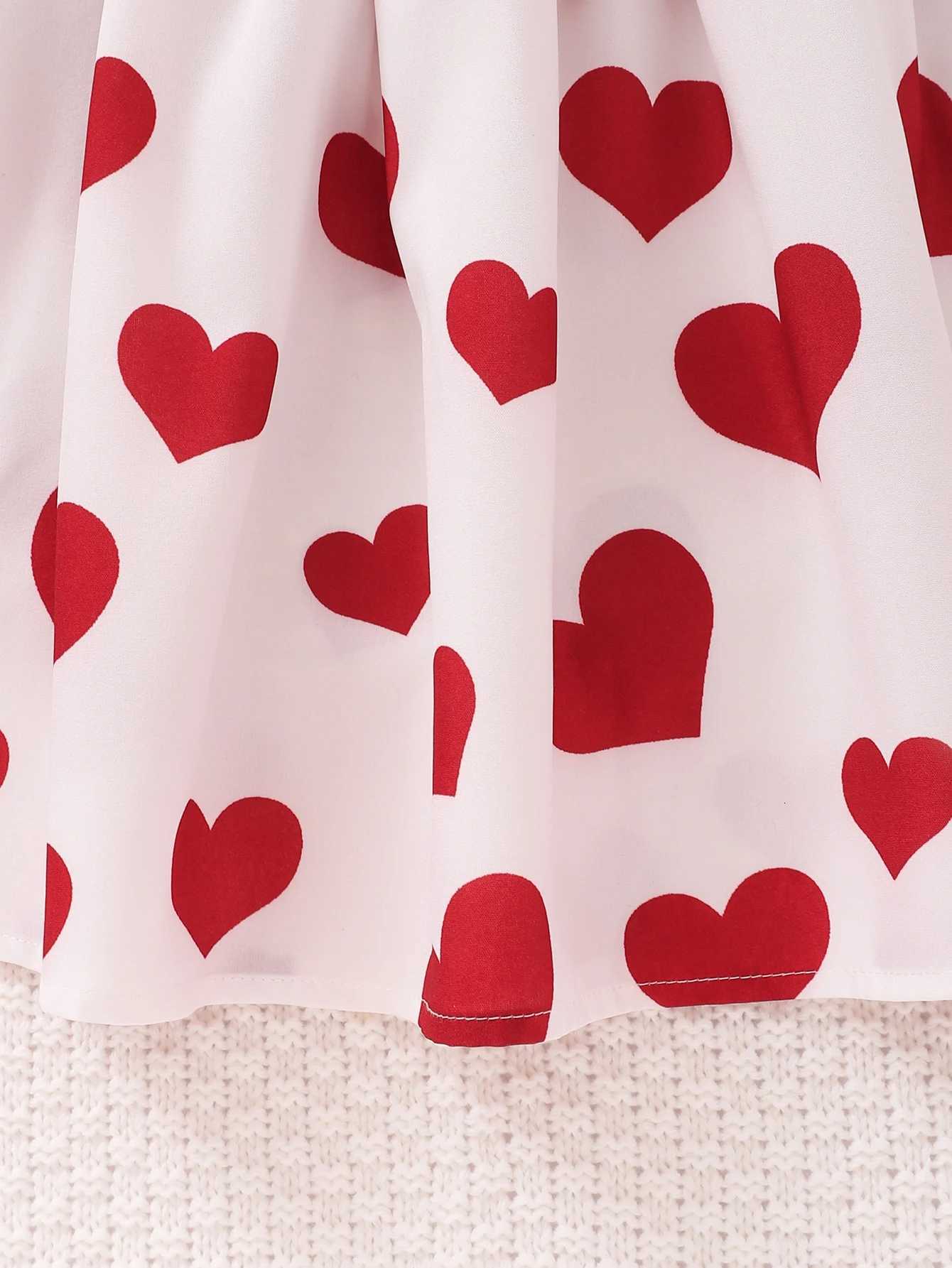 2024 Summer Cute Red Love Princess Childrens Short sleeved Dress Casual Party ClothingT260330