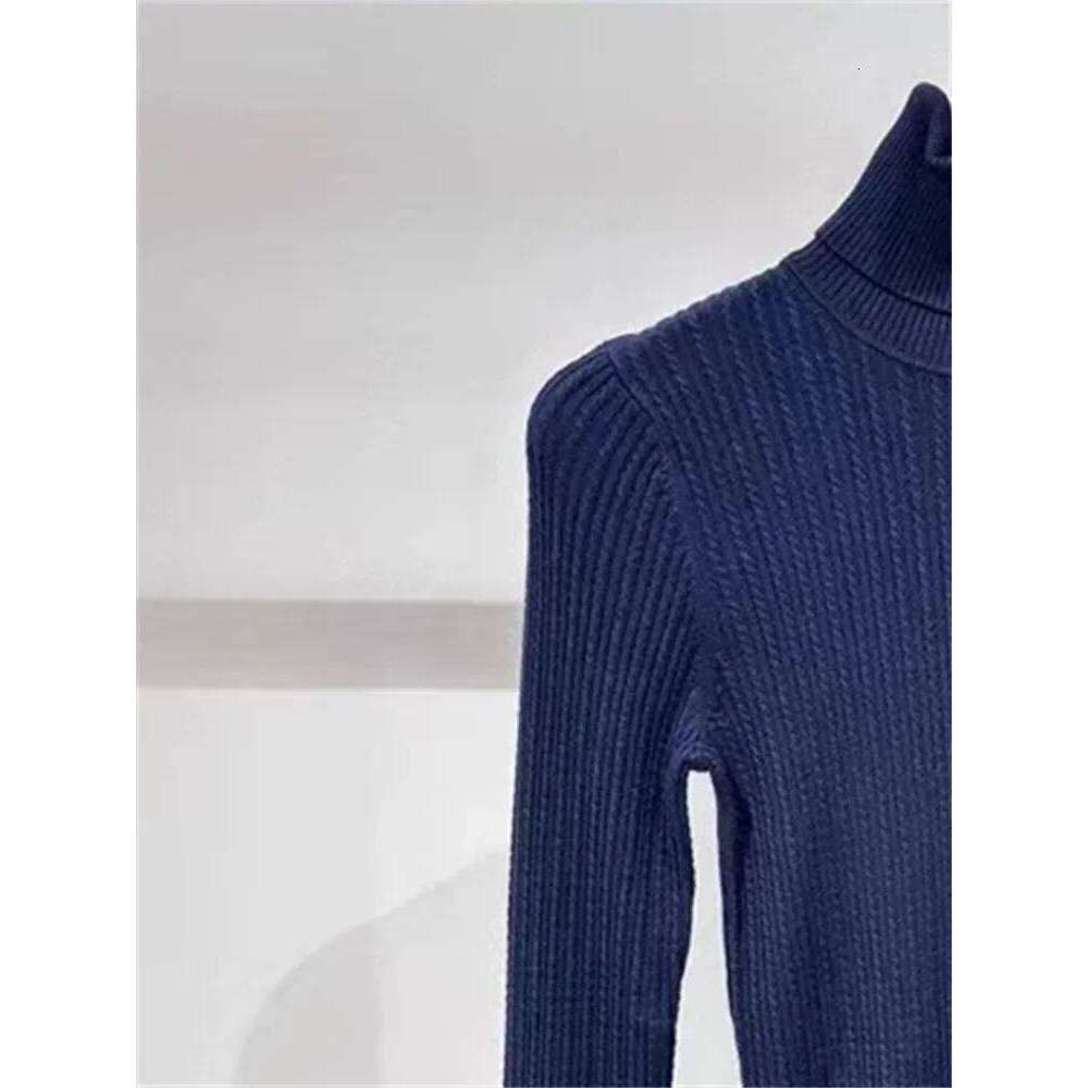 Striped Knit Tops Women's Solid Color Turtleneck Slim Long Sleeve Sequined Decoration Sweater Mdng260330