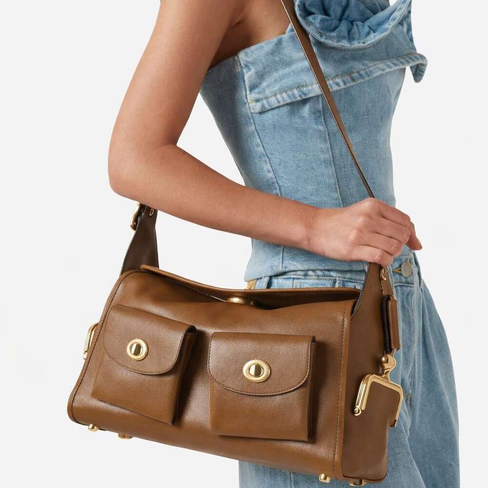 Women New Trendy Retro Versatile Multi Pocket Single Shoulder With Clip Closure Women S Large Capacity Crossbody Bag
