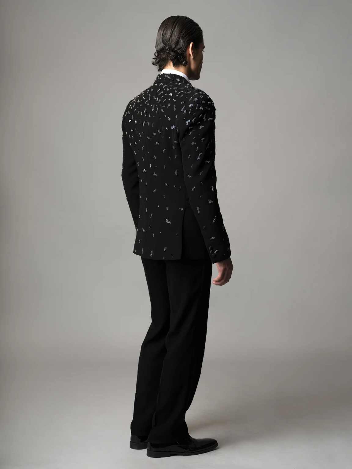 Shining Crystal Mens Suits 2 Piece Jacket Pants Peaked Lapel One Button Special Occasion Party Banquet Suits Customized Ropa Hombre