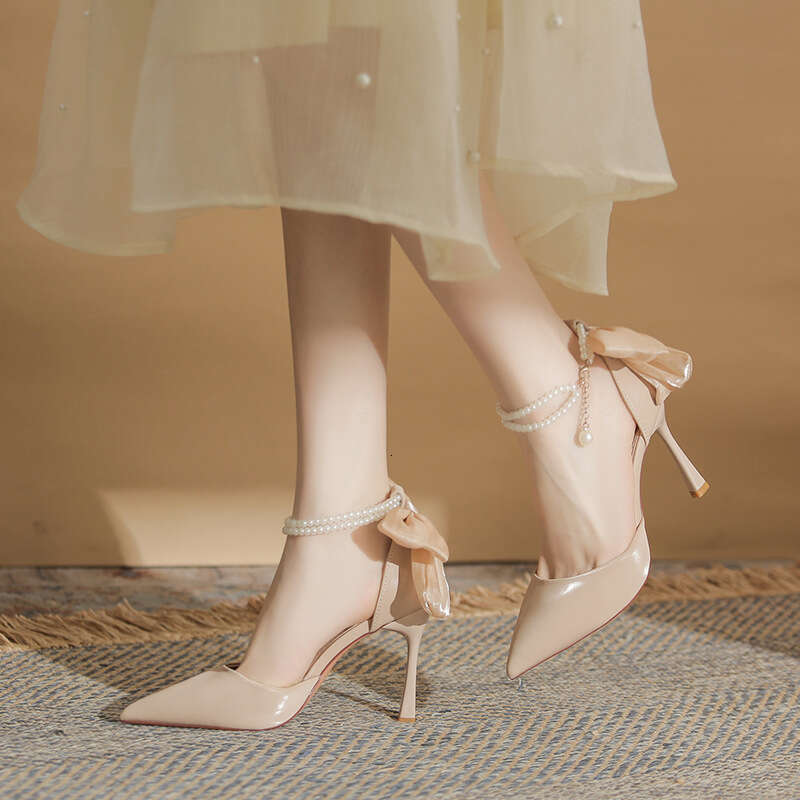 Women Elegant Goddess Simple High Heels Pointed Toe Stiletto Fairy Sandals Hollow Fashion Single Shoes For Women