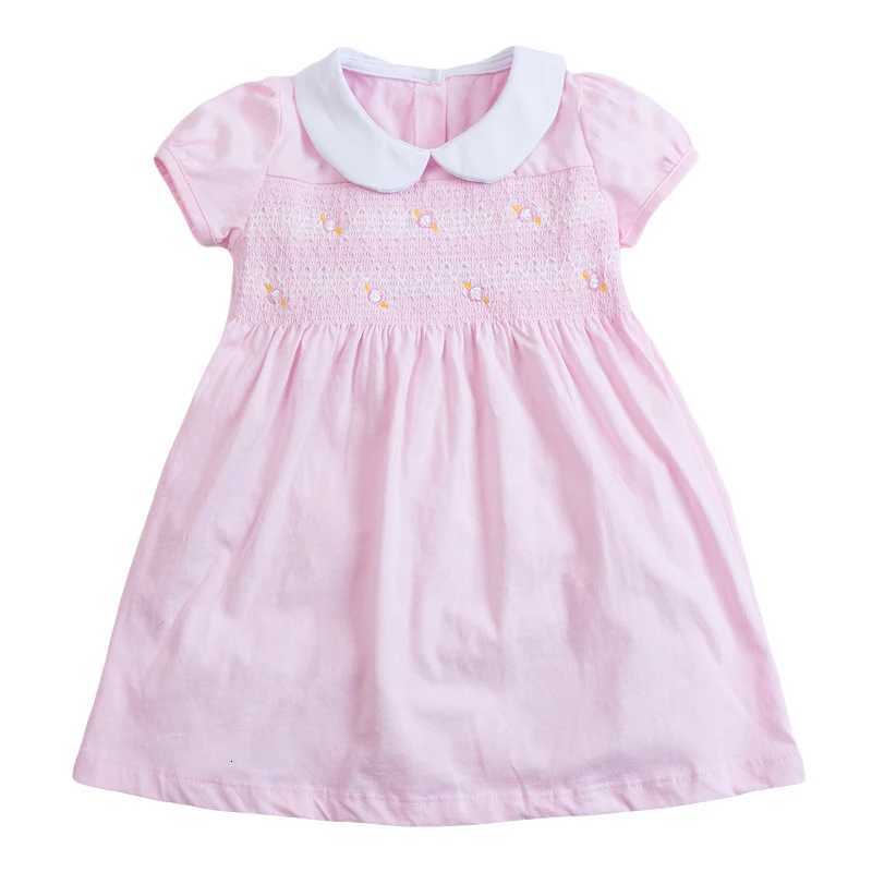 Little maven Girls Dresses Summer Pink Lovely Girls Party Dress Kids Elegant Dress Peter Pan Collar Princess Clothes for KidsT260330