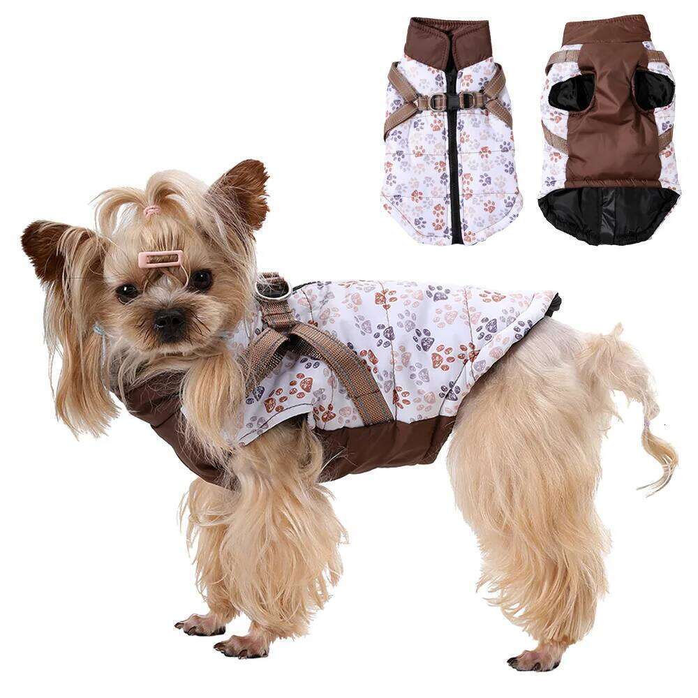 Pet Dog Clothes with Harness For Small Medium Dogs Cats Autumn Winter Warm Jacket Windproof Puppy Coat French Bulldog Overalls
