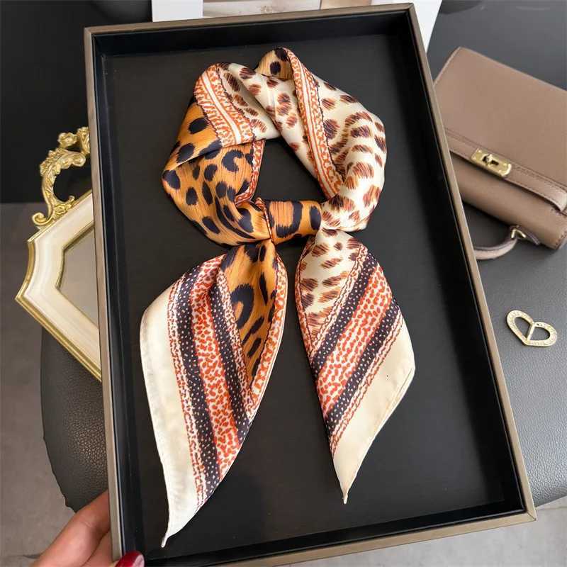 2026 New Leopard Print Silk Square Scarf Wen Soft Satin Neck Tie Decorate Scarf Hijab Fem band Foard Neckerchief X260328