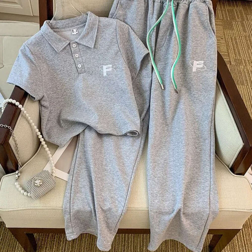 Spring And Summer New College Style Girls' Casual Sports Suit Loose Fit Short Sleeved Pants Two-Piece Set