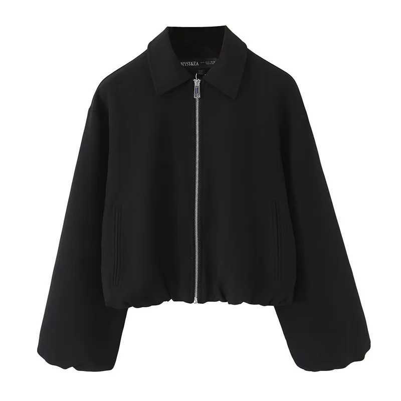 Womens Jacket Fall 2025 New Solid Color Long Sleeve Zipper Puffy Loose Jacket Casual Fashion Simple Versatile PersonlT260328