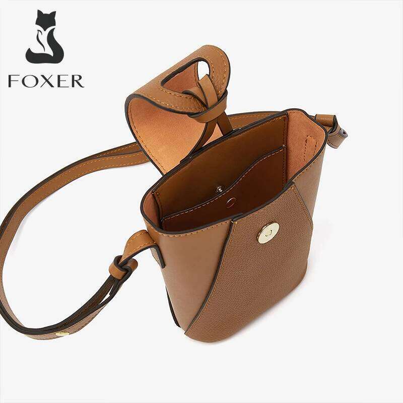 FOXER Mini Phone Travel Lightly For Girl Fashion Crossbody High Quality Small Women Split Leather Shoulder Cellphone Bag