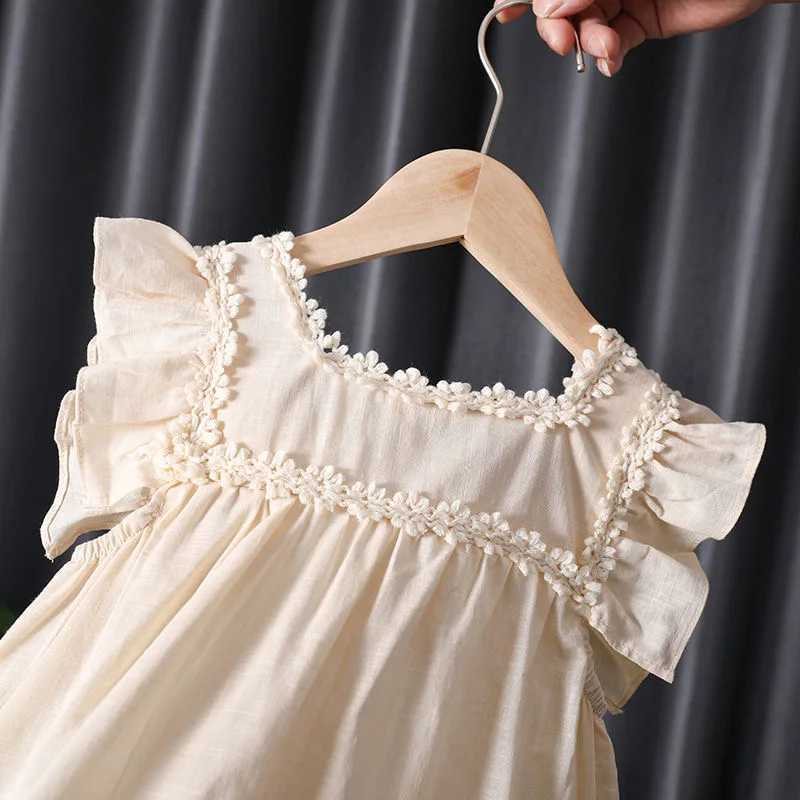 New Summer Children Dresses Ruffled Floral Print Splice Dresses for Girls Flower Print Toddler Girl Dresses 0-6Y Kids ClothesT260330