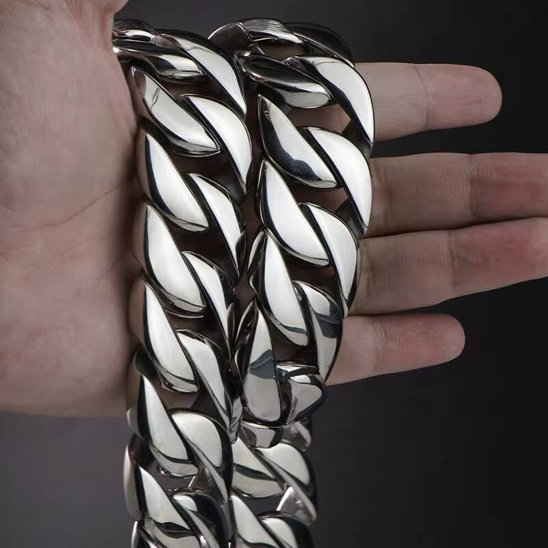Wholesale Stainless Steel Hip Hop New Luxury Cuban Link Bracelet Moissanite Cuban Link Custom Heavy Gold Cuban Link Necklace Men