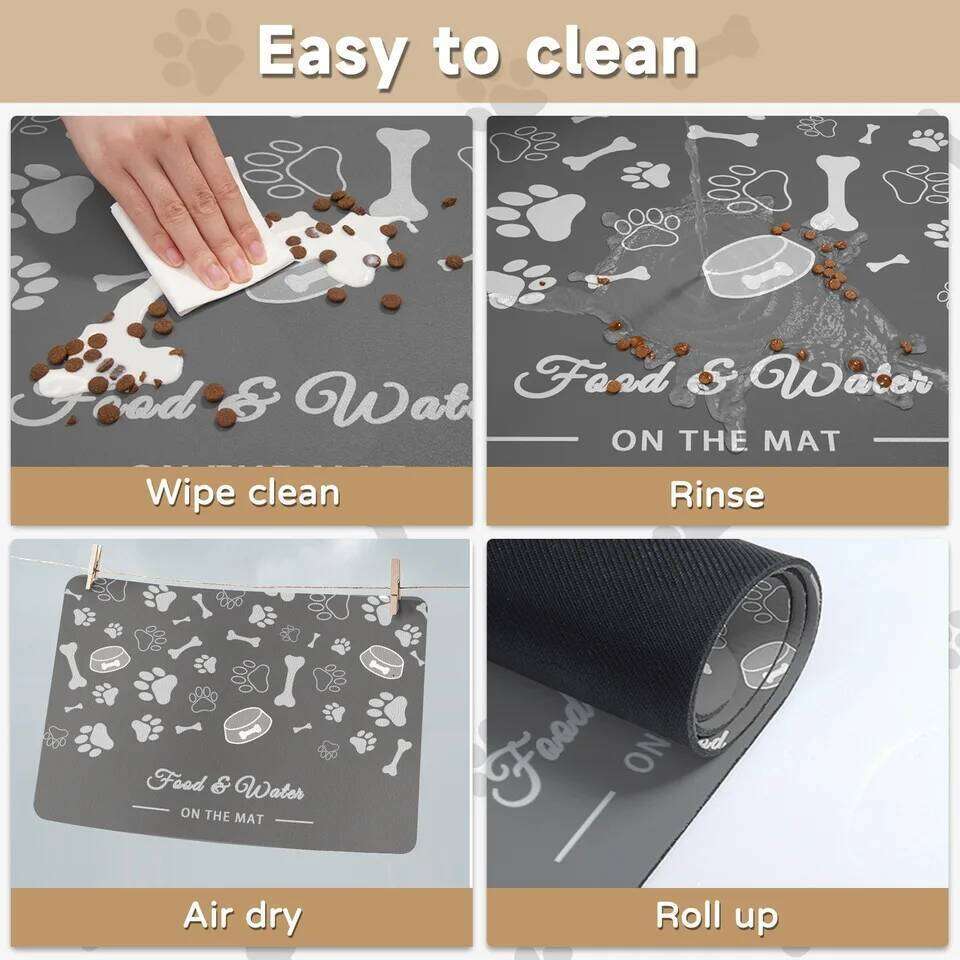 60X90CM Feeding Pet Placemat Food and Bowl with Waterproof Rubber Backing Quick Dry Water Mat for Dog Cat