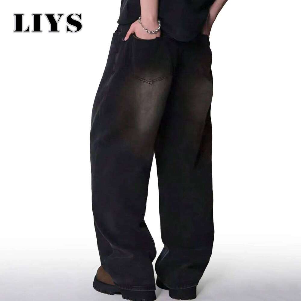 Four Season Men's Korean Version Student Casual Pants High Street Straight Loose Wide Leg Jeans Black Gray Blue Baggy Jean 26Y0330