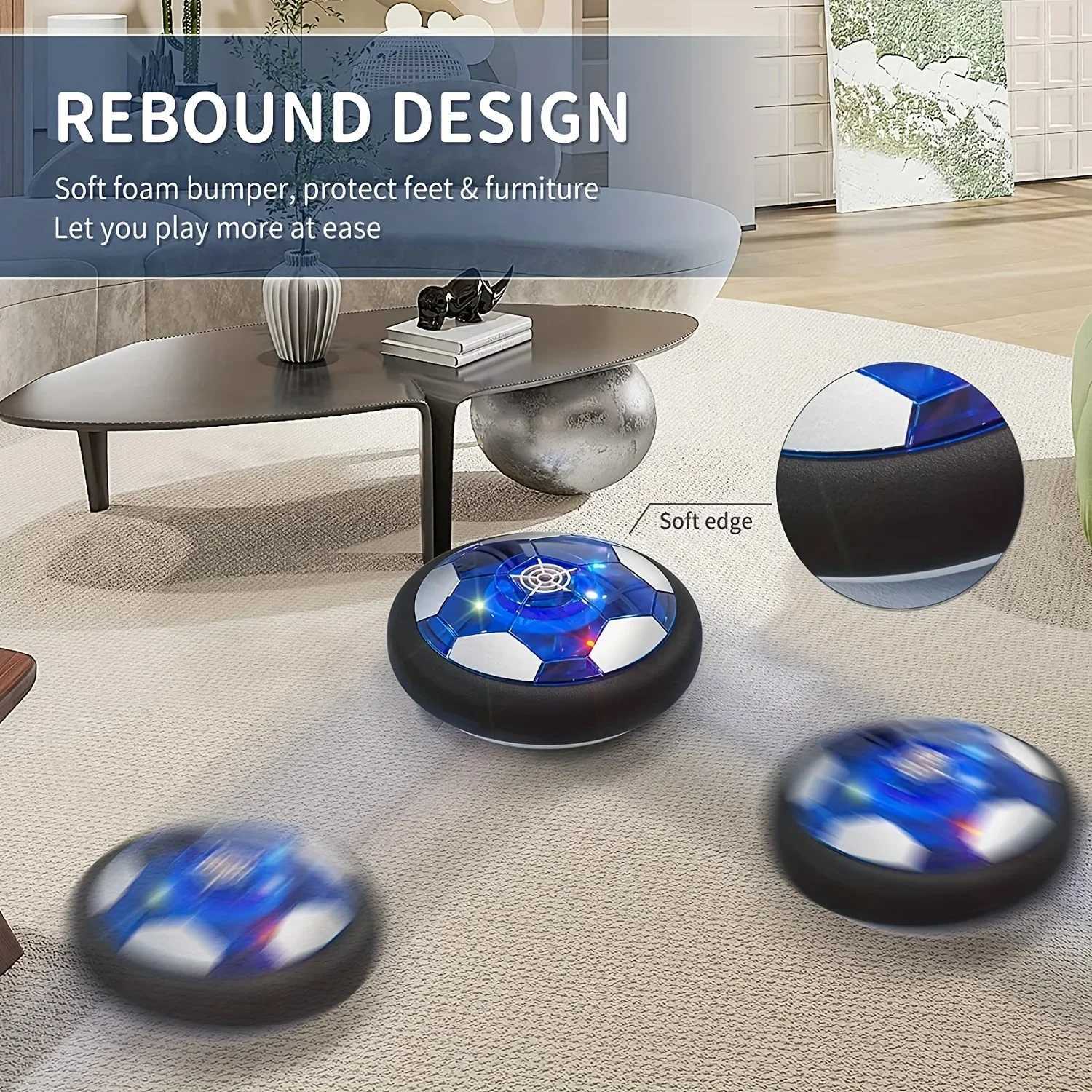 18cm Rechargeable Hover Soccer for Boys and Girls Air Floating Soccer with LED Lights and Foam BumpersT260330