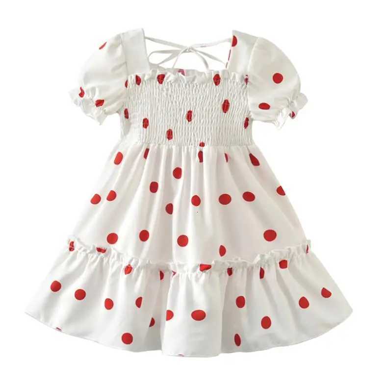 3-7Y Kids Girls Fashion Short Sleeve Polka Dot Dress Stylish Princess Party Dresses Children Baby Girls SundressT260330