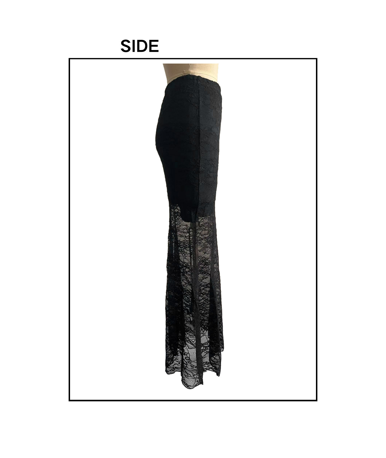 Skirts Lace Patchwork Long Skirts Woman Elastic High Waist Side Splits Hem Hot Girls Midnight Club Party Sexy Fashion Bottoms