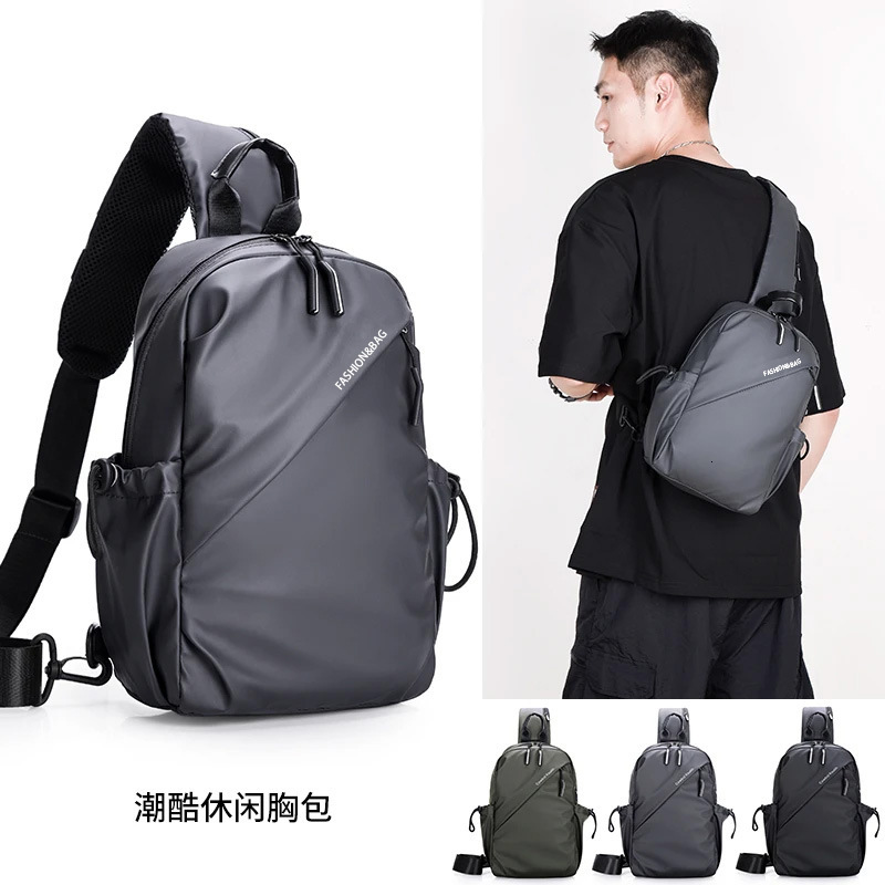 Men's shoulder sporty small men's trendy waterproof Oxford cloth bag, canvas backpack, crossbody bag