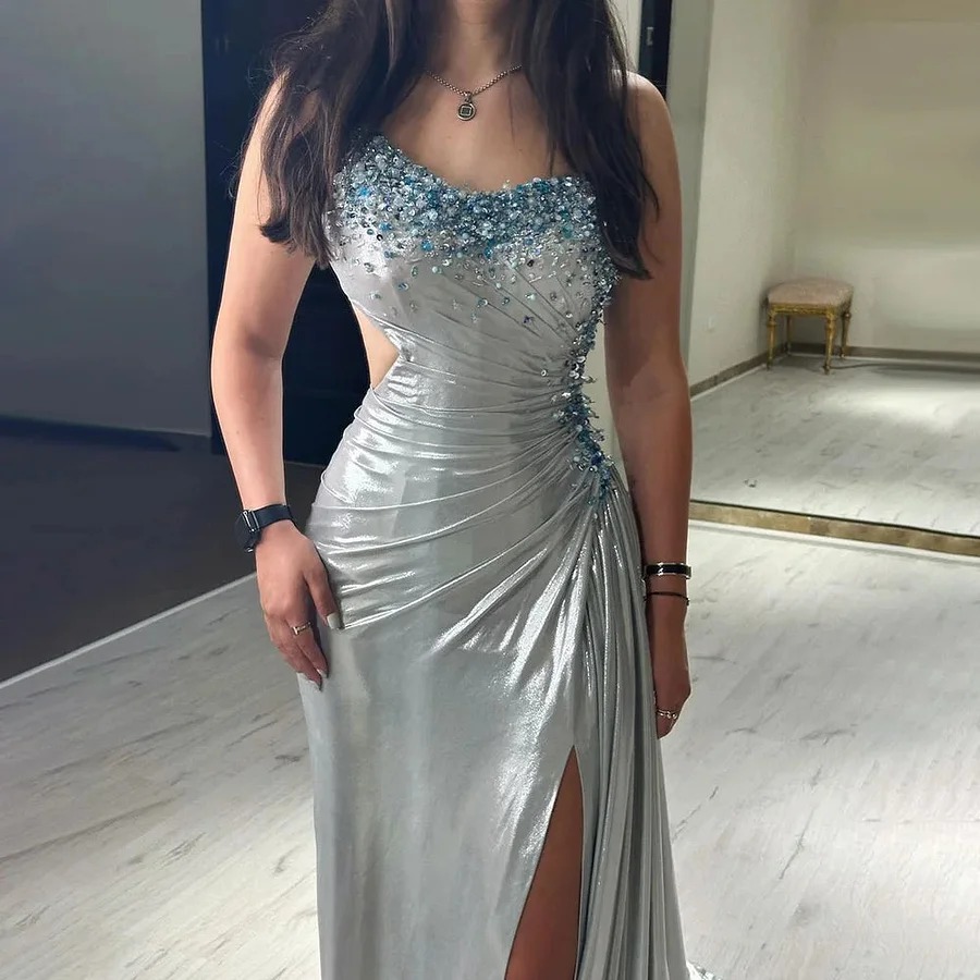 Modern Prom Dress Sweetheart Bridal Dresses Sexy Crystal Sequins Lace Evening Dress Floor Length Party Gown Size Customized vestido de novia
