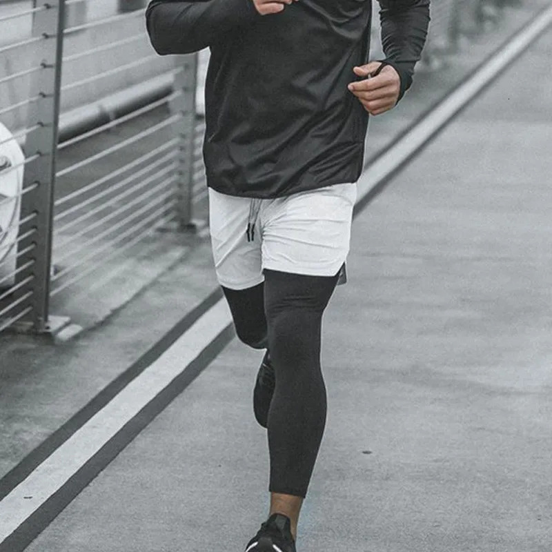 2 in 1 Compression Pants Mens basketball shorts Leggings sport Running Shorts High Elastic Dry Fit Training Tights Jogging Pants 260330