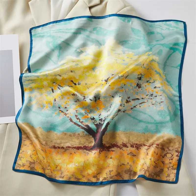 100 Mberry Silk Scarf Van Gogh Inspired Bloss Tree Oil Painting Print Lightweight Fashion Wens Scarves X260328