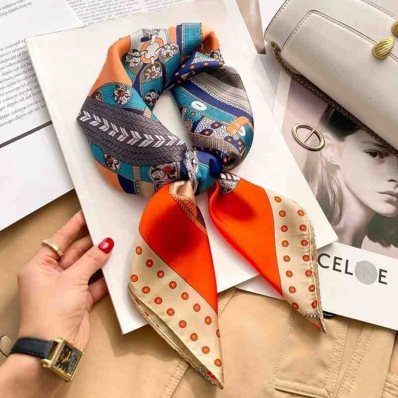 70cm Silk Square Scarf Wen Luxury Floral Print Kerchief Soft Satin Hairband Hand Bag Ribbon Foard Hijab Neckerchief band X260328
