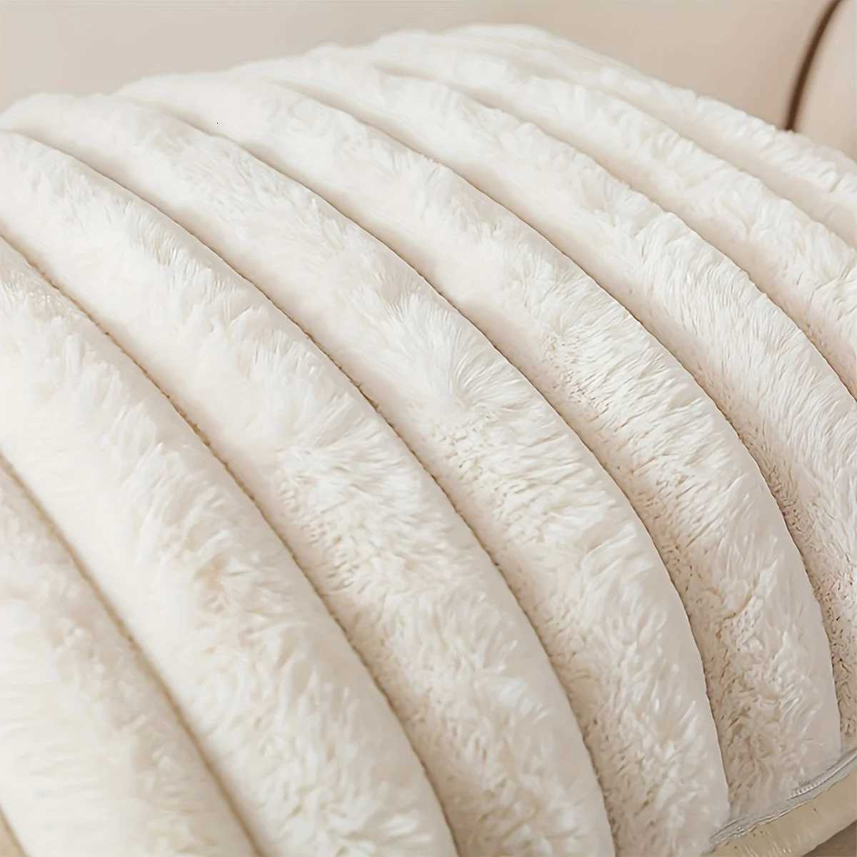 1Pcs Faux Luxurious Soft Fluffy Striped Throw Pillow Covers for Sofa Chair Living Room Home Decorations Plush Square Pillowcases H260330 - view 4