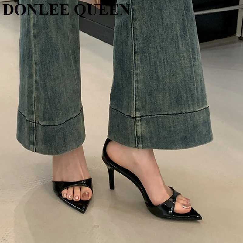 2025 Pointed Toe Women Ankle Strap Sandals Thin High Heels Peep Toe Slides Sandals Shoes Summer Design Fashion Party Dress Pumps Z260330