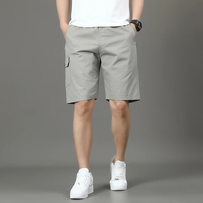 Summer mens work shorts pocket zip trend versatile casual trousers five work trousers 260327