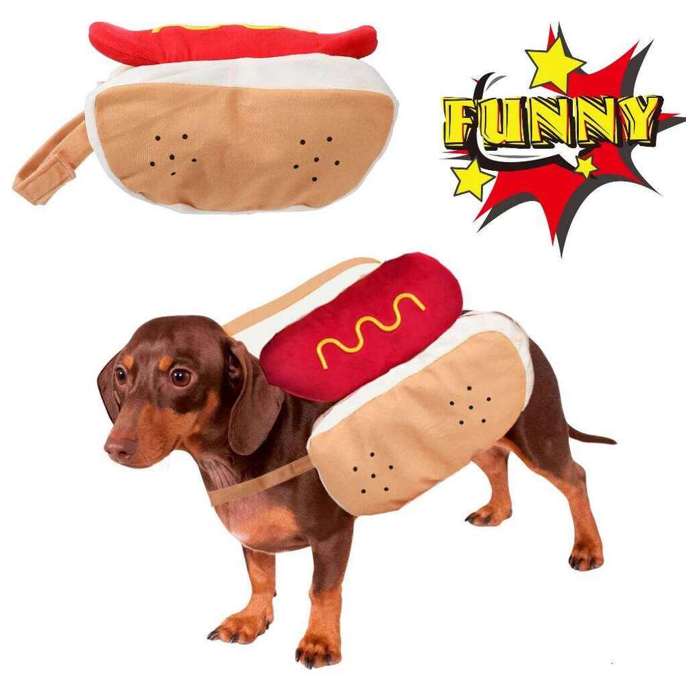 Halloween Cosplay Costume For Small Medium Dogs Cute Hot Dog Shape Adjustable Puppy Party Chihuahua Bulldog Pug Pet Outfits