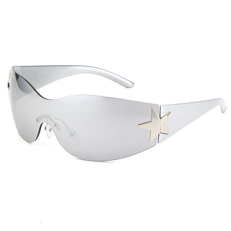 European And American New Y2k Millennial Hot Girl Rimless Pentagram Integrated Pilot Sunshade Sunglasses For Women outdoor glasses