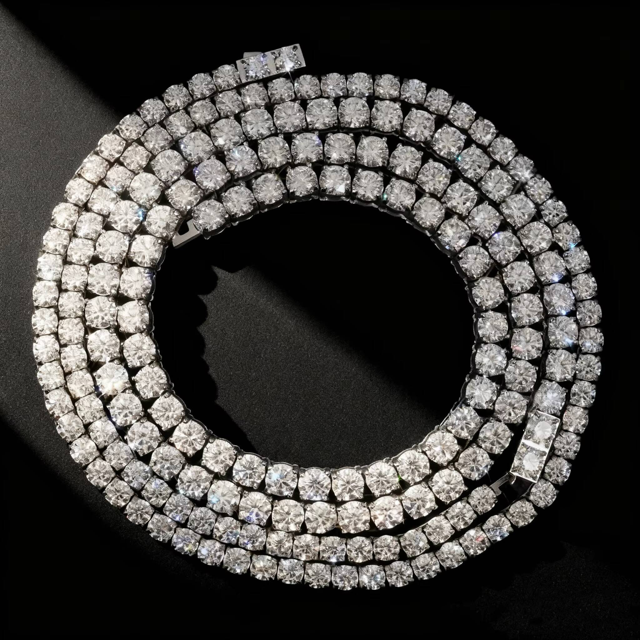 4mm - 5mm Moissanite Tennis Necklace 16 - 24 Inches Diamond Necklace Hip Hop Fine Jewelry Perfect Gift for Unisex