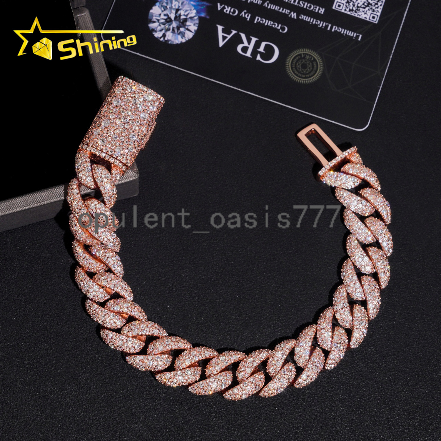 925 Silver Luxury 14mm Mosaic Setting Moissnaite Cuban Bracelet Iced Out Hip Hop Jewelry Custom Bracelet for Men