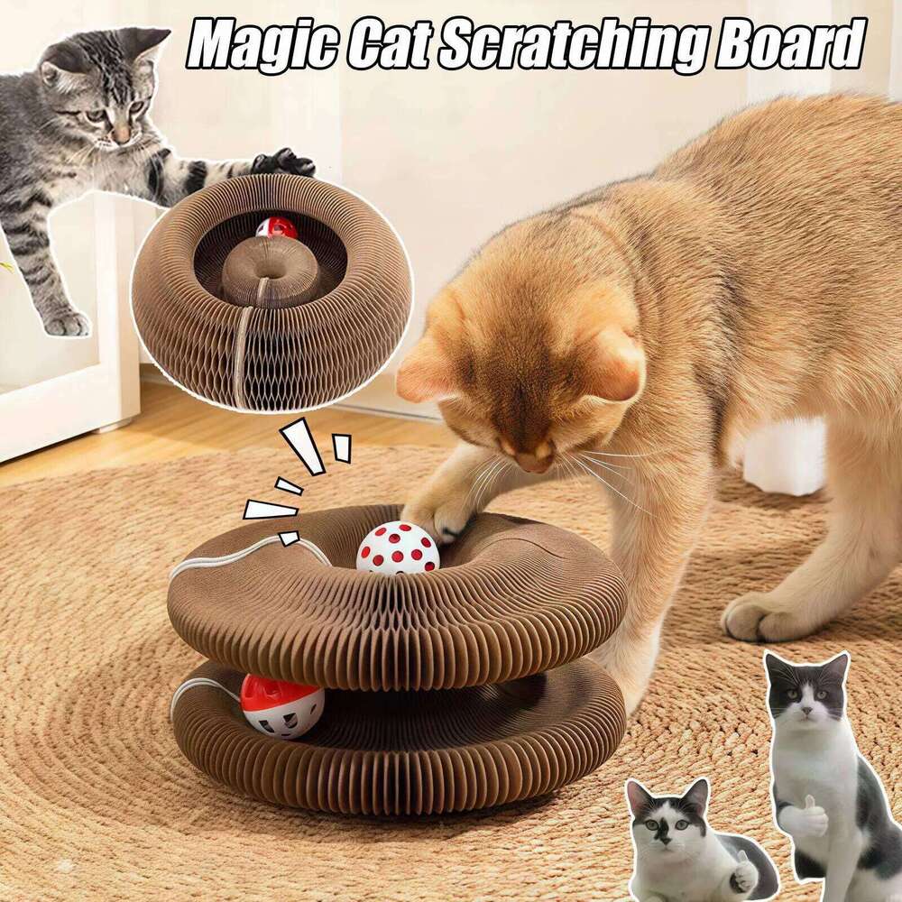 Magic Organ Scratcher Toy Scratch Board Round Corrugated Scratching Post Toys for Cats Grinding Claw Cat Accessories