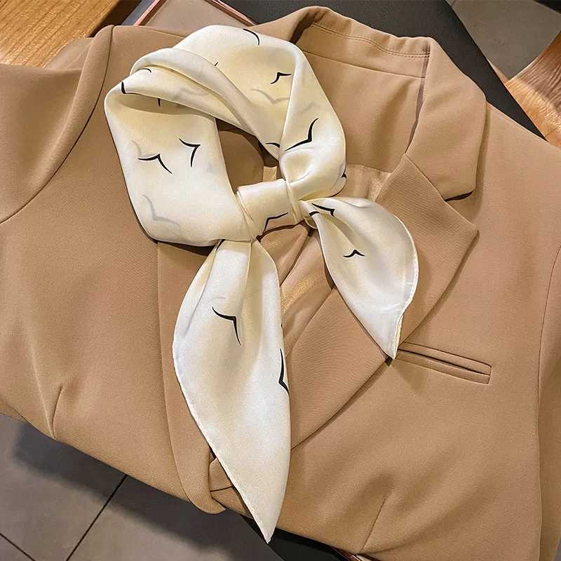 7070cm Square Scarf Wen Luxury Design Silk Feeling Shawl Satin Printed Bandana Small Neck Muffler Hair Hijab Scarf X260328