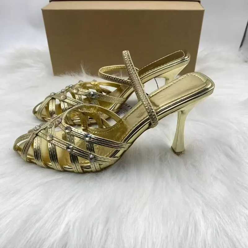 Premium Gold Slingback High Heels with Sparkling Rhinestones Perfect for Wedding Guest Party Evening Cocktail Formal Events Z260330