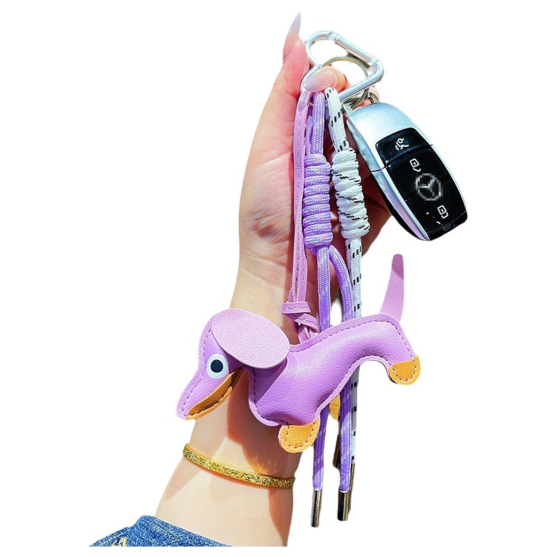 Cartoon Cute Bag Keychain Charm Dachshund Leather birthday gift Keychain Purse Pendant Light Luxury Key Chain Gift for Women Men Daily Use