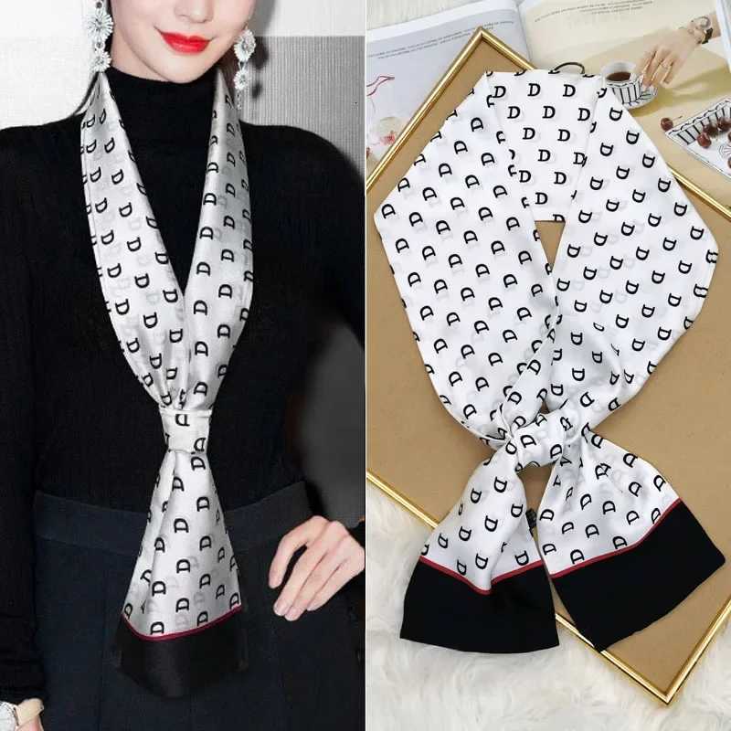Luxury Design Skinny Silk Scarf Women Fashion Hair Ribbons Headbands Bandana Female Bag Wrist Wrap Neckerchief Foulard Neck Ties Z260330