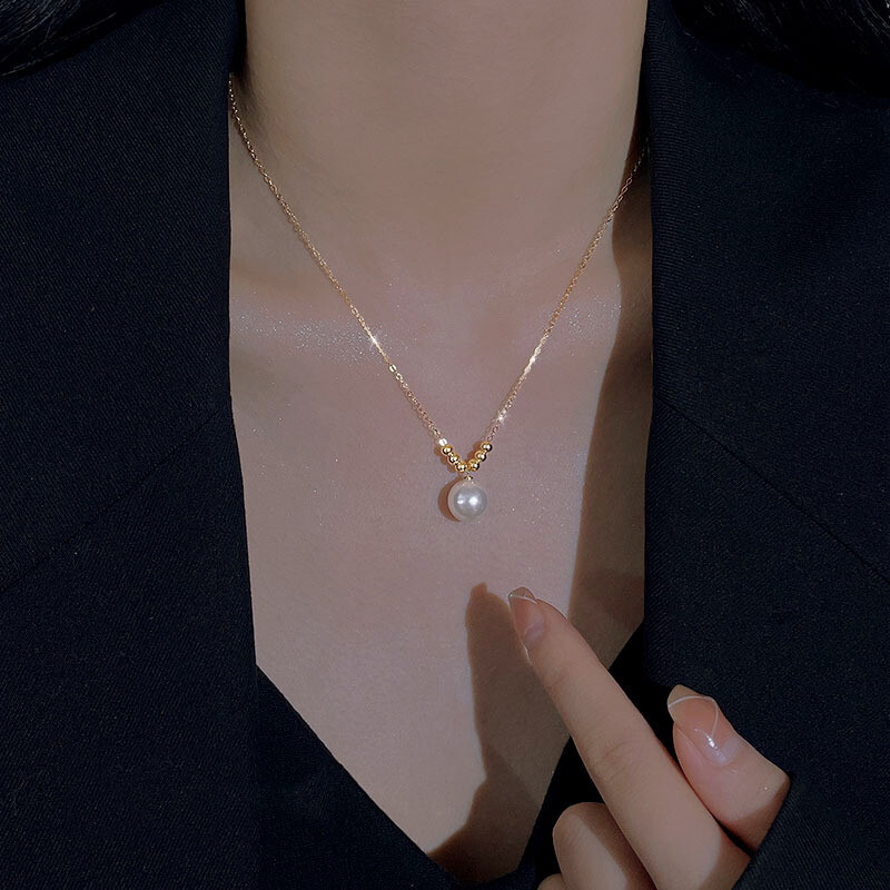 Designer luxury 2026 New Single Pearl Necklace for Women, S925 Sterling Silver, Light Luxury, High-End Clavicle Chain, Niche Design Necklace