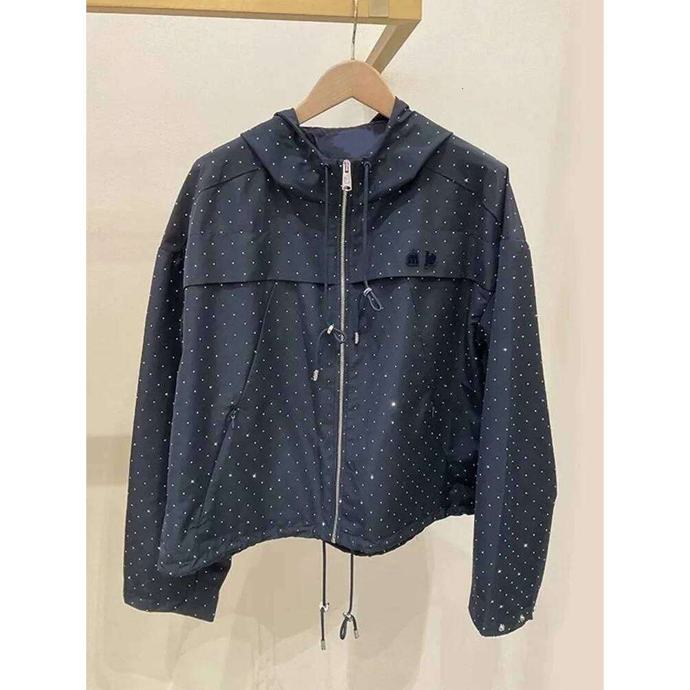 Women Polka Dot Hooded Zipper Jacket Loose 2026 Early Spring Lady Long Sleeve Hoodies Coat Top Mdng260330