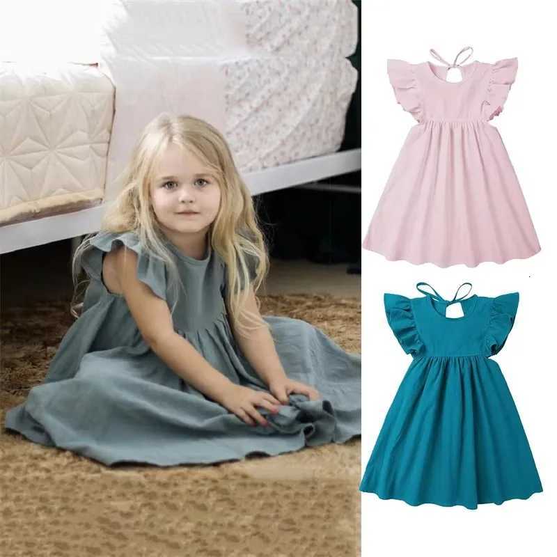 Baby Dresses Linen Cotton Summer Girls Clothes Ruffles White Princess Dress 1st Birthday Party for 0-6Y Flower Girls ClothingT260330