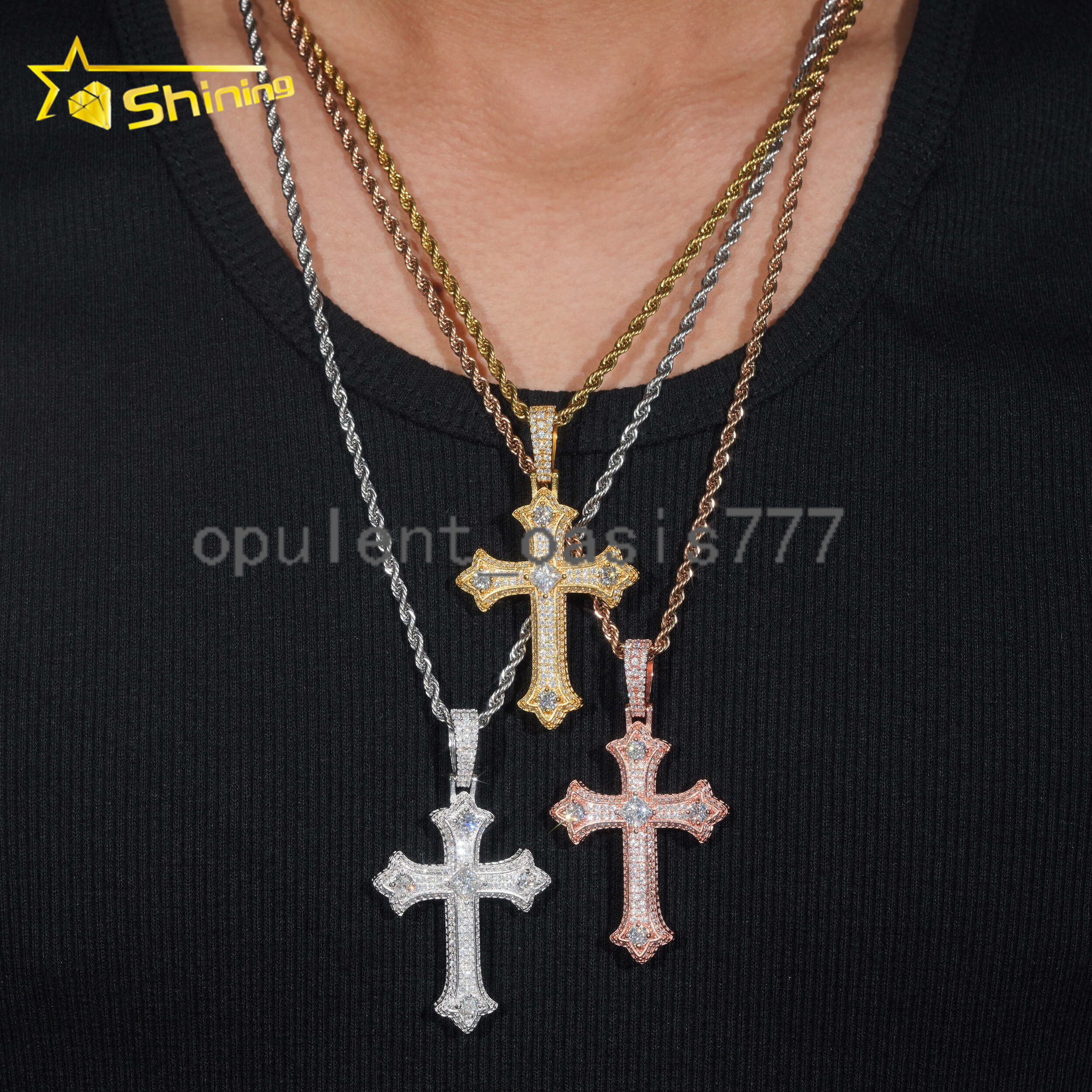 No Tarrifs USA Warehouse Stocks GRA Cert 925 Sterling Silver Hip Hop Iced Out VVS Moissanite Diamond Cross Pendant