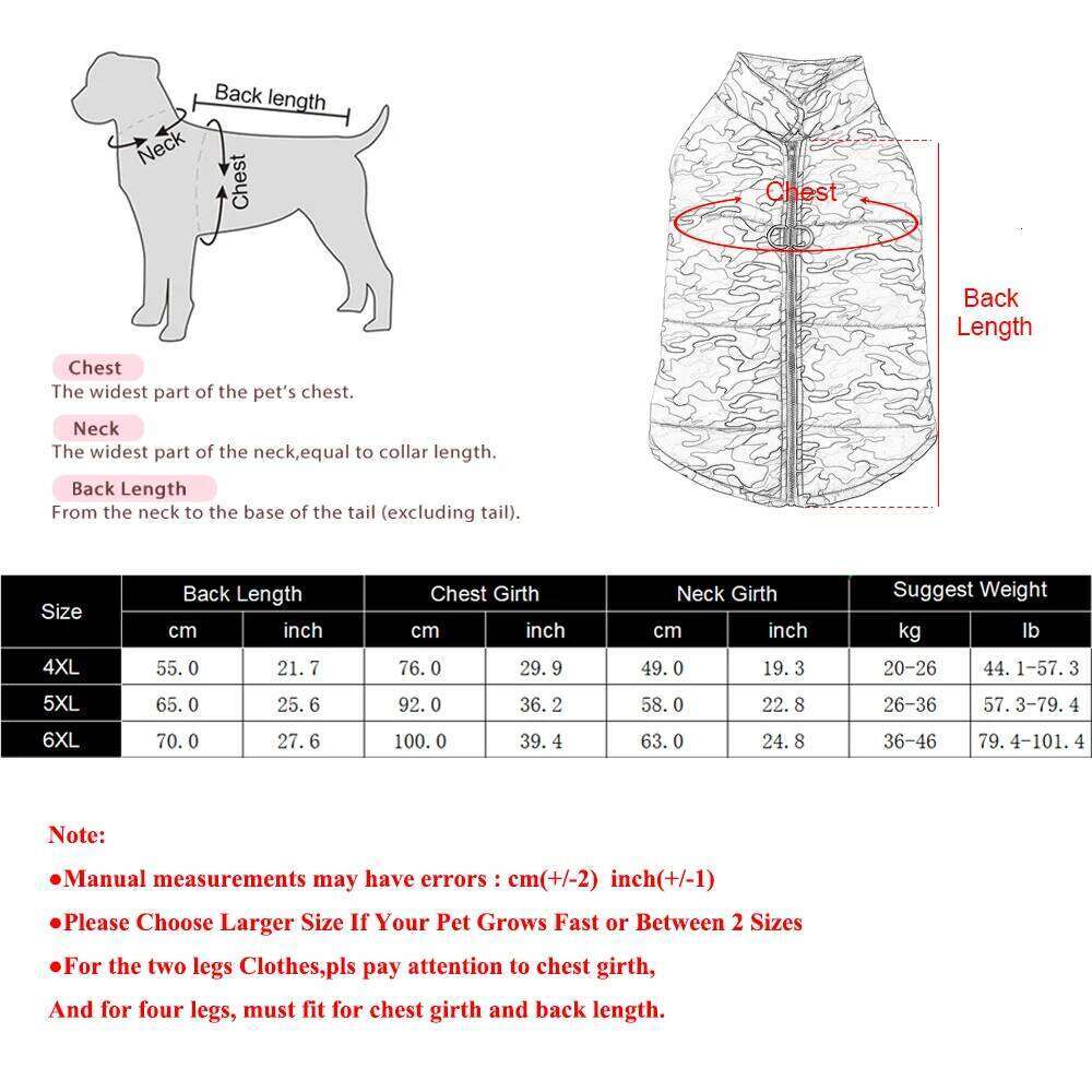 Large Pet Dog Jacket Coat for Small Medium Big Dogs Cats Autumn Winter Windproof Puppy Print Clothes Golden Retriever Clothing
