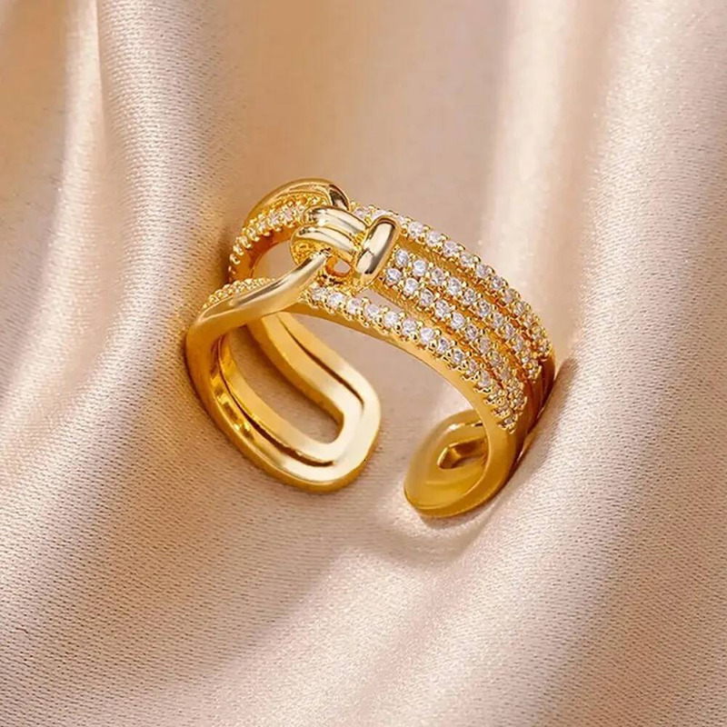 Minimalist And Fashionable Jewelry Ring With Micro Set Zirconia For Women Unique Trendy Geometric And Lightly Luxurious