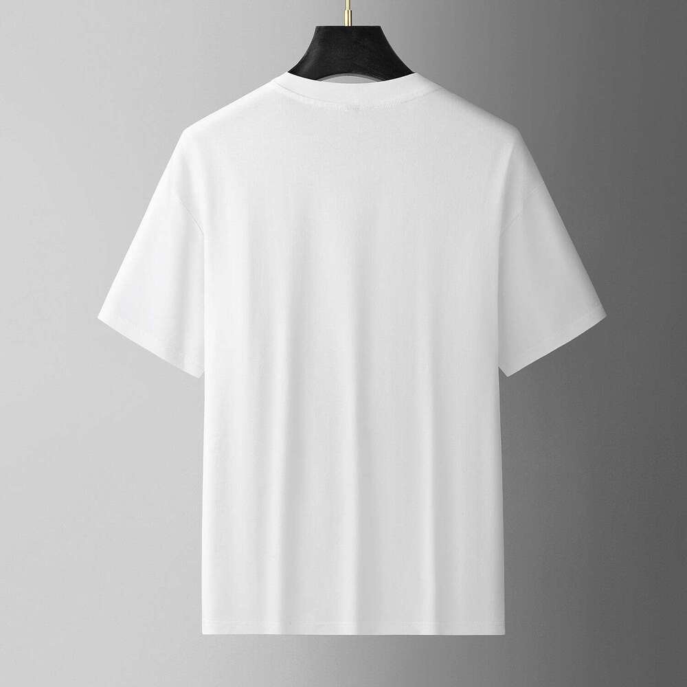 European Station luxury New Summer Trendy Brand Embroidered Letter Short Men's T-shirt Casual Round Neck Half Sleeve Top