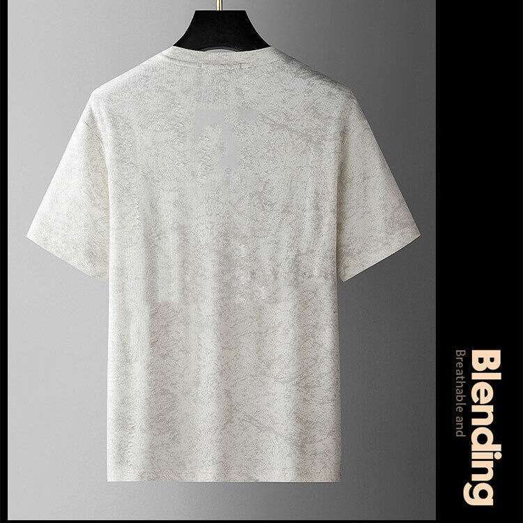 European Men's High-End Design Sense Distressed Crew Neck Short T-Shirt Men luxury New Trendy Brand Summer American Style