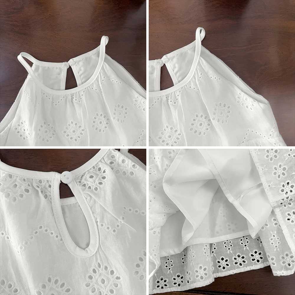 Bear Leader Cut-out Design Girls Dress 2025 Summer Little Girl Fashion Sling White Holiday Medium Length Vest Dress Girls DressT260330