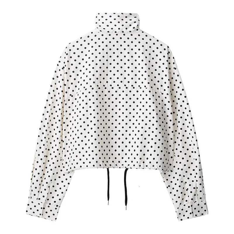 Womens Jackets Coats Autumn Fashion Polka Dot Turtleneck Long Sleeve Loose Coats Streetwear Female Outerwear Chic TopsT260328