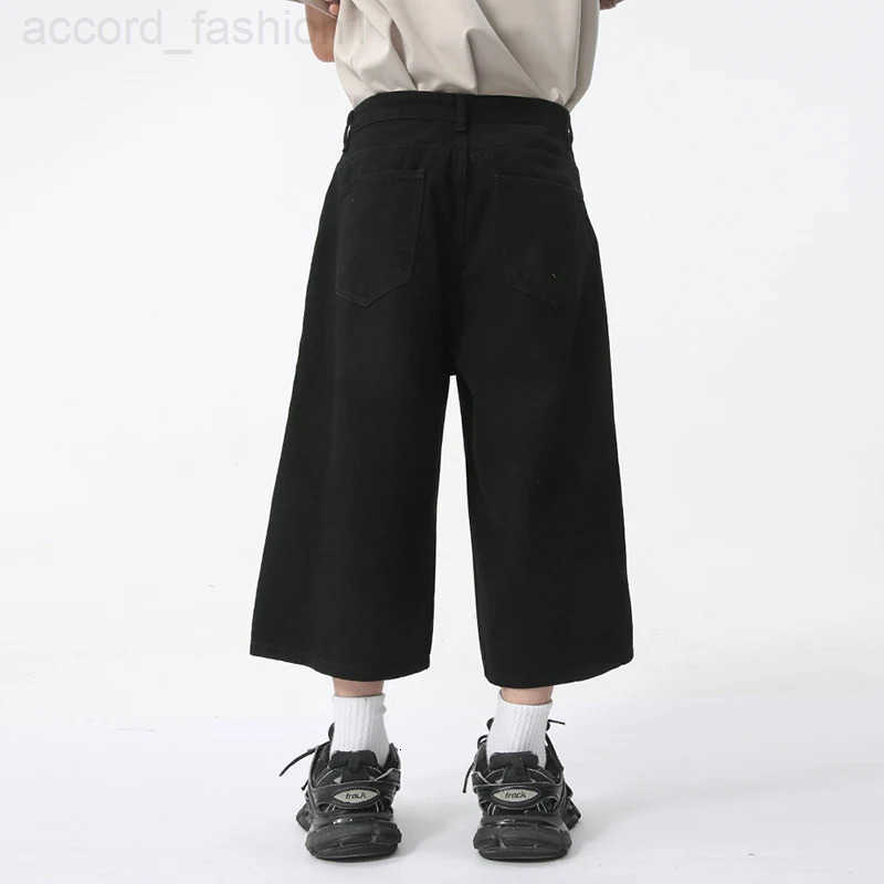 IEFB Summer New Fashion Mens Denim Shorts Casual Straight Leg Loose Wide Leg Jeans Over Knee Length Trendy Male Jorts 9C5970 H260330
